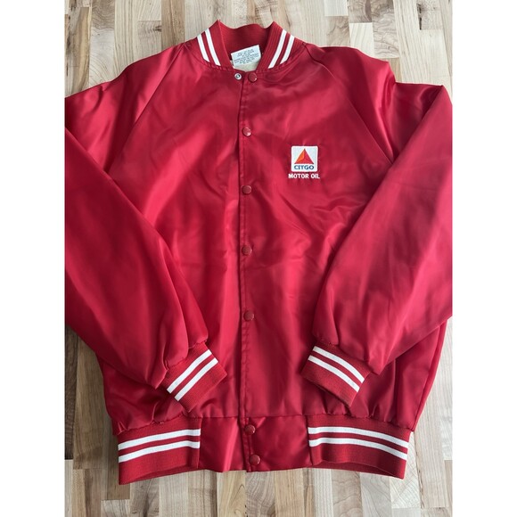 K-Brand Other - K-Brand Men's Vintage Red Satin Bomber Jacket Citgo Motor Oil Large